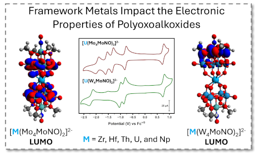 Probing the framework metal dependent properties of actinide-polyoxoalkoxide complexes