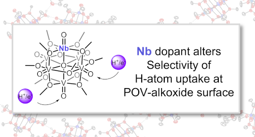 Nb-dopant changes regioselectivity of H-atom uptake at polyoxovanadate-alkoxide